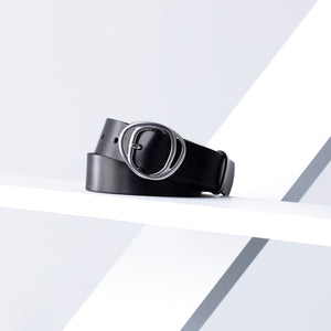 Double Molten Belt 34mm | silver black leather