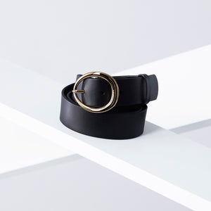 Molten Leather Belt 34mm | gold black leather