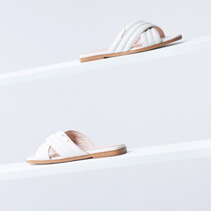 Faze Slide Sandal | Off white leather