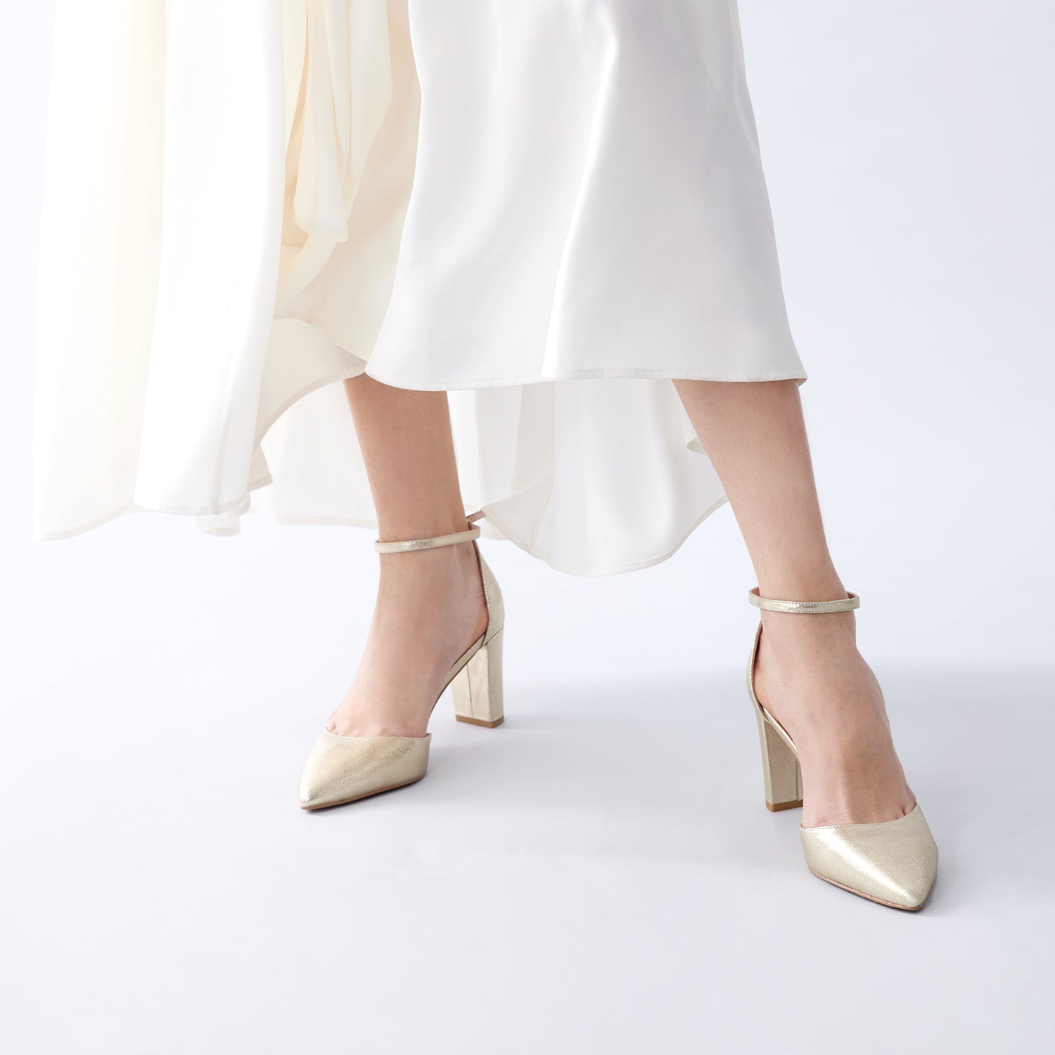 Hannah Heel 75mm | Muted gold leather