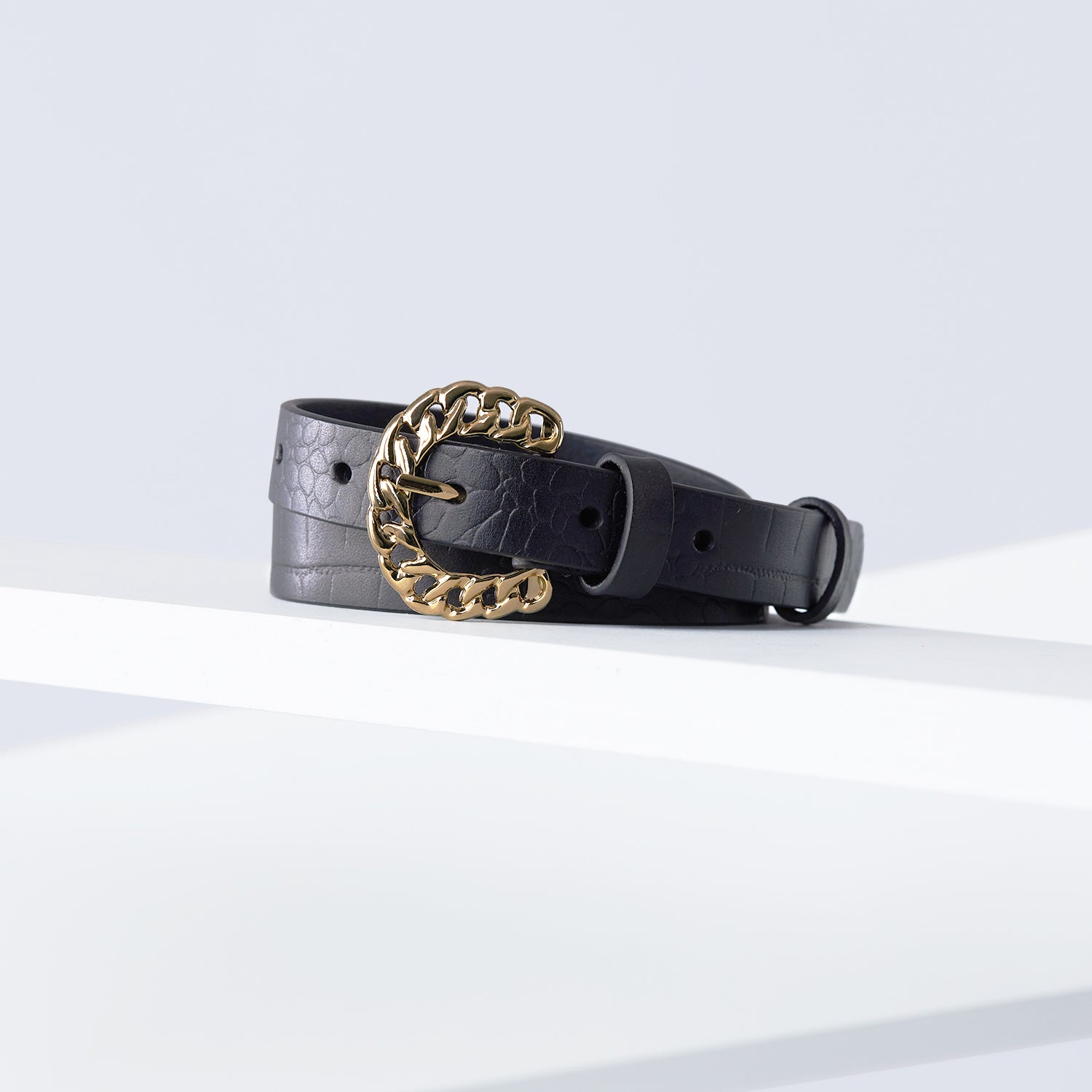 Harmony Leather Belt 19mm | gold black croc