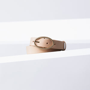 Infinite Leather Belt 25mm | gold nude saffiano