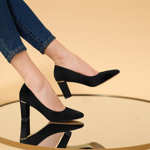 Jade Pump Heel 75mm | Black Suede