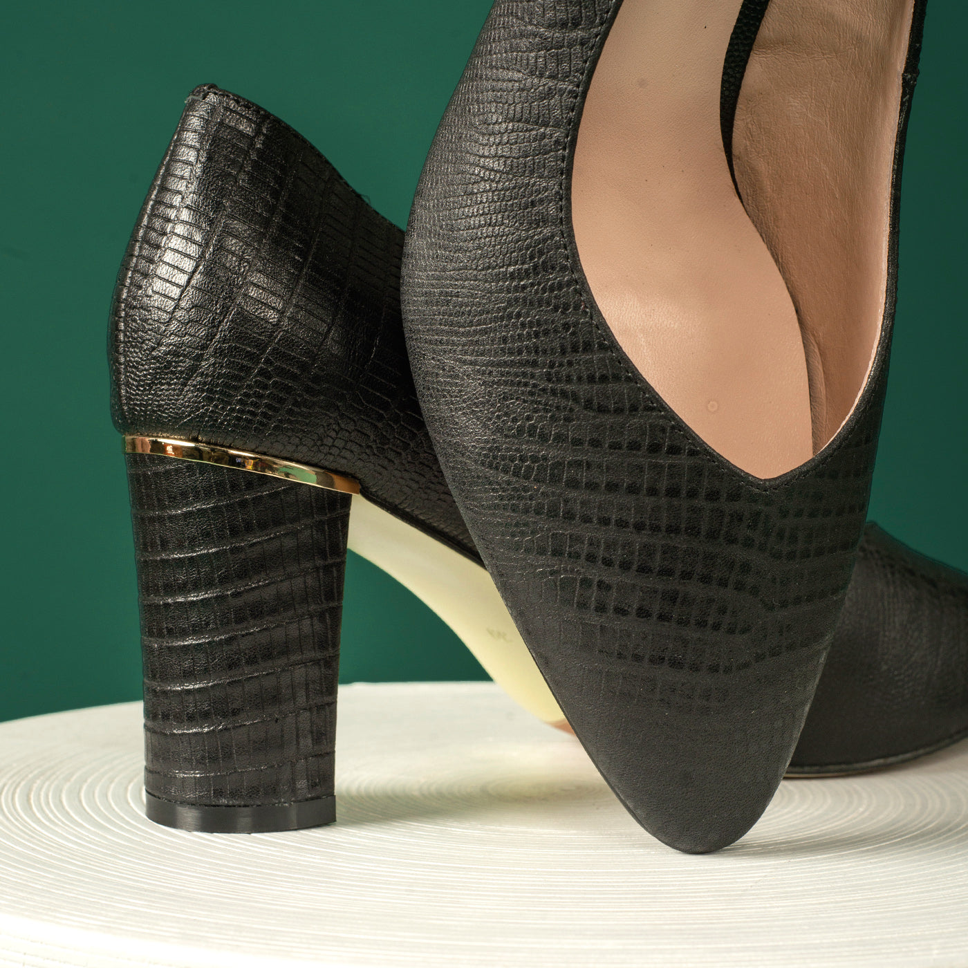 Jayne 75mm | Black Print Leather