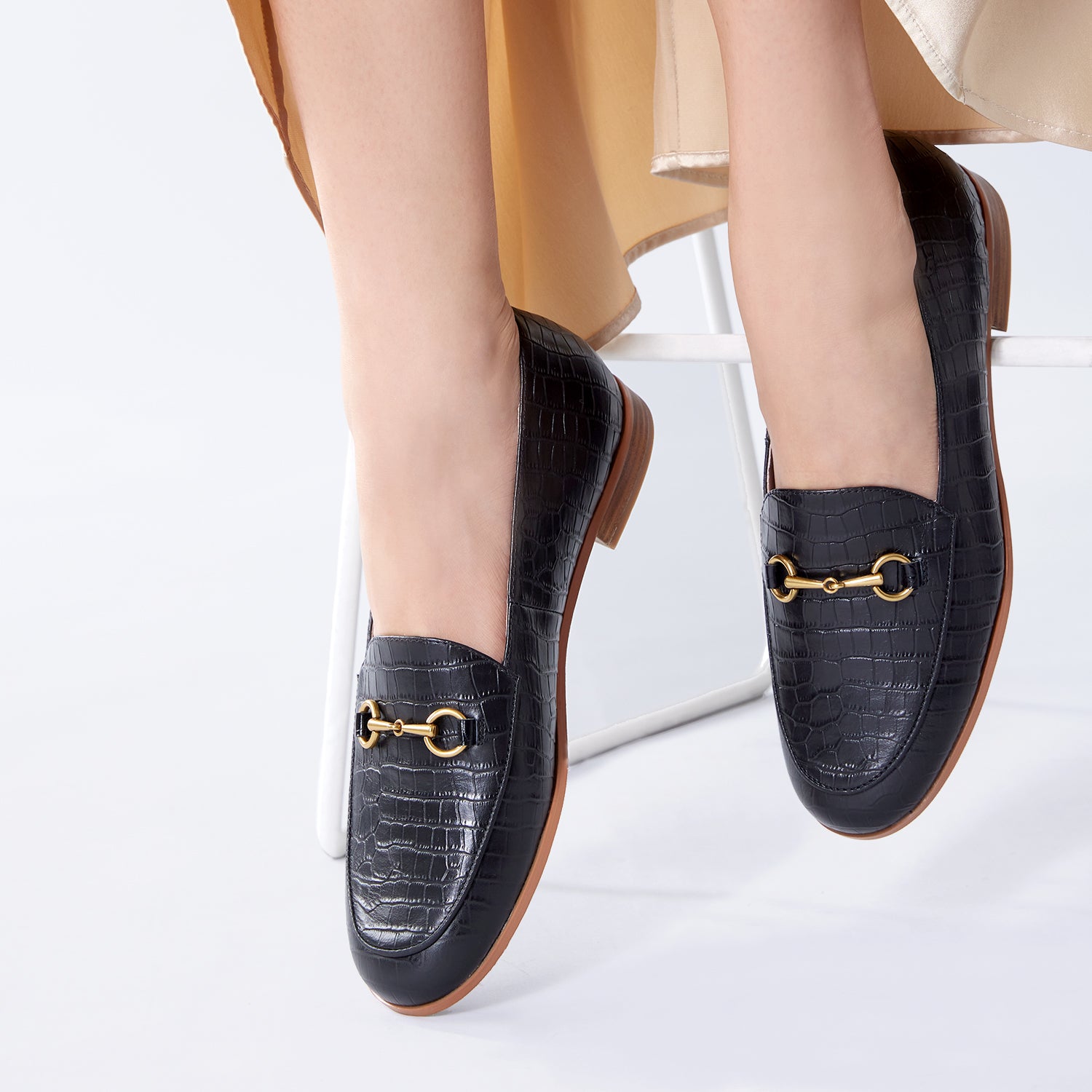 Marle Loafer 15mm | Black Croc