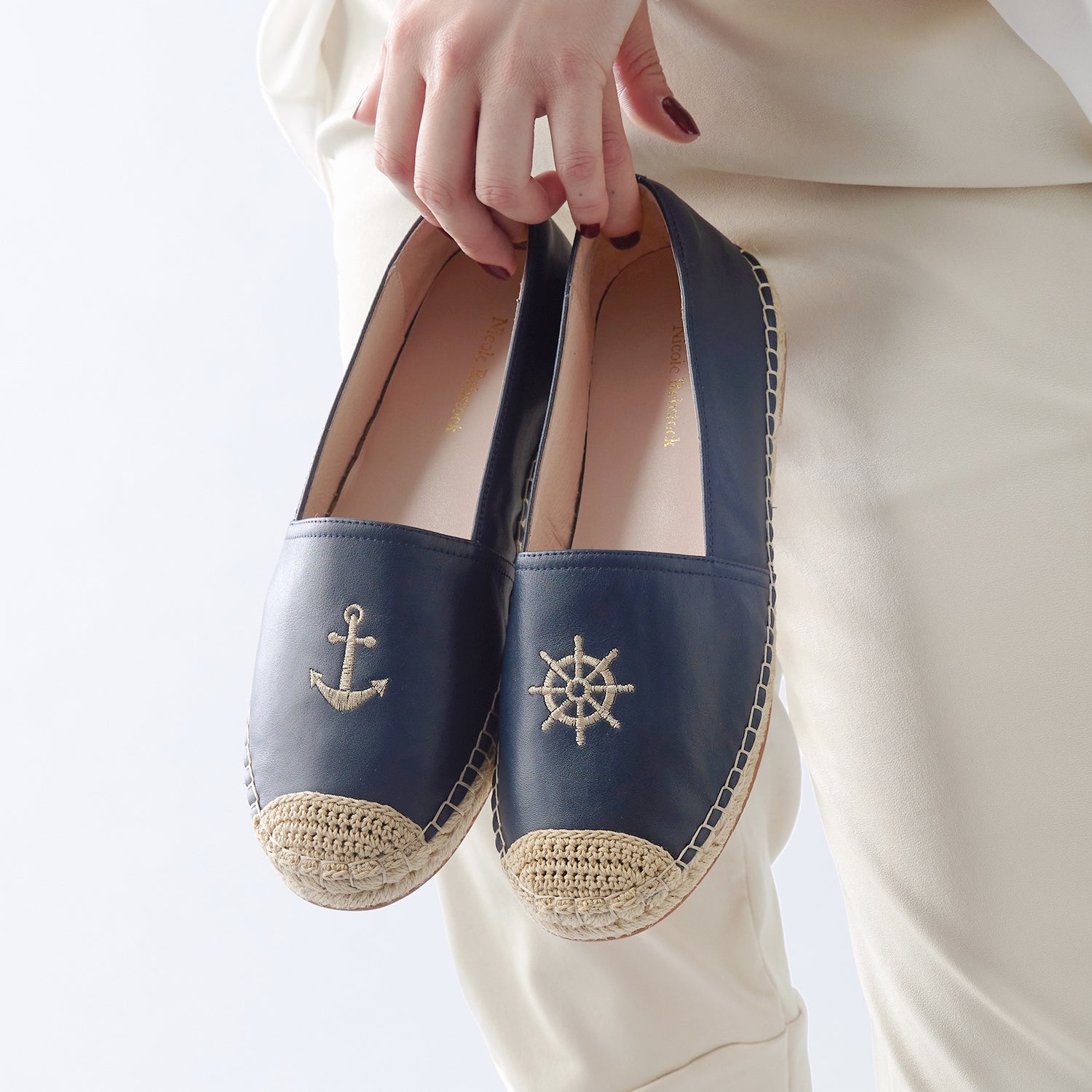 Nadia Espadrille Flat | Midnight leather