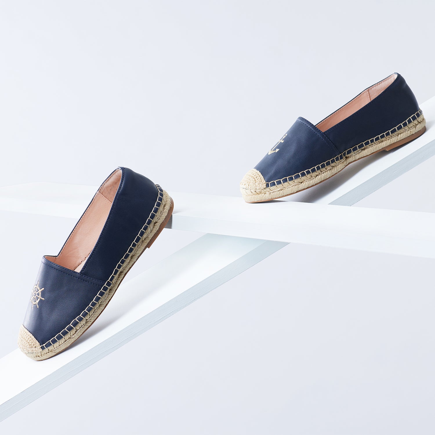 Nadia Espadrille Flat | Midnight leather