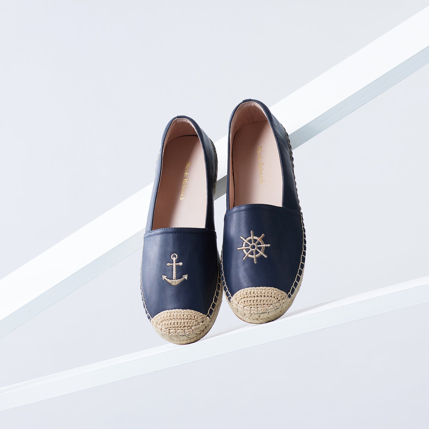 Nadia Espadrille Flat | Midnight leather