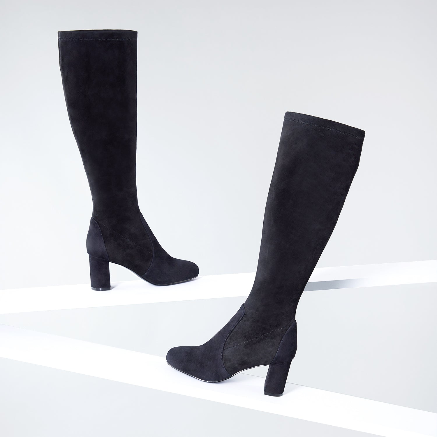 Noelle Knee High Boot 70mm | Black suede