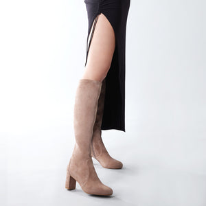 Noelle Knee High Boot 70mm | Mocha suede