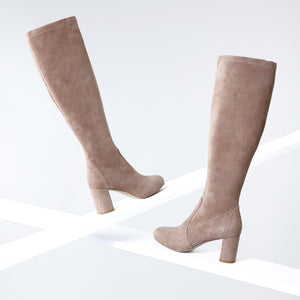 Noelle Knee High Boot 70mm | Mocha suede