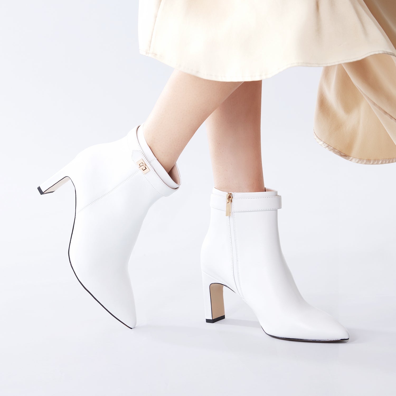 Roslyn Ankle Boot 75mm | White leather