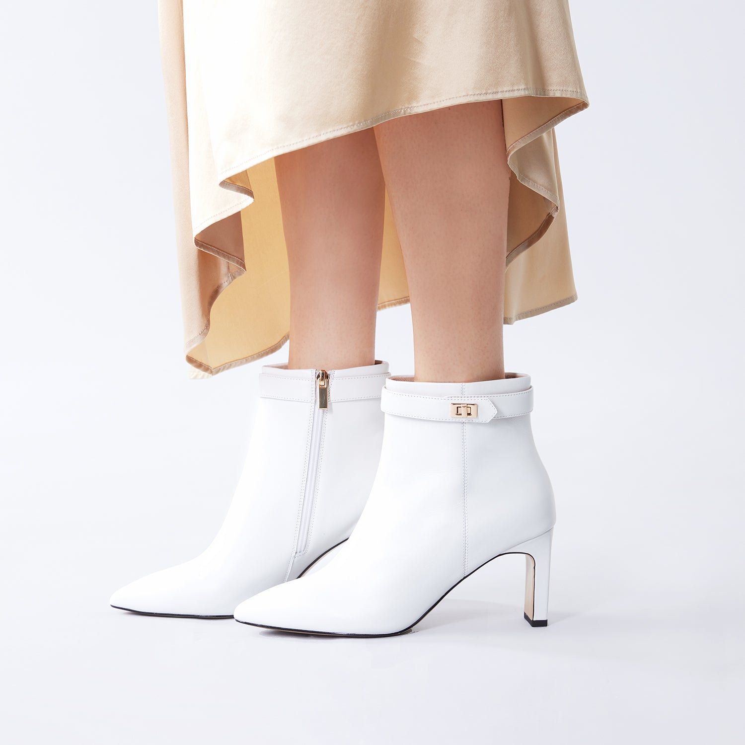 Roslyn Ankle Boot 75mm | White leather