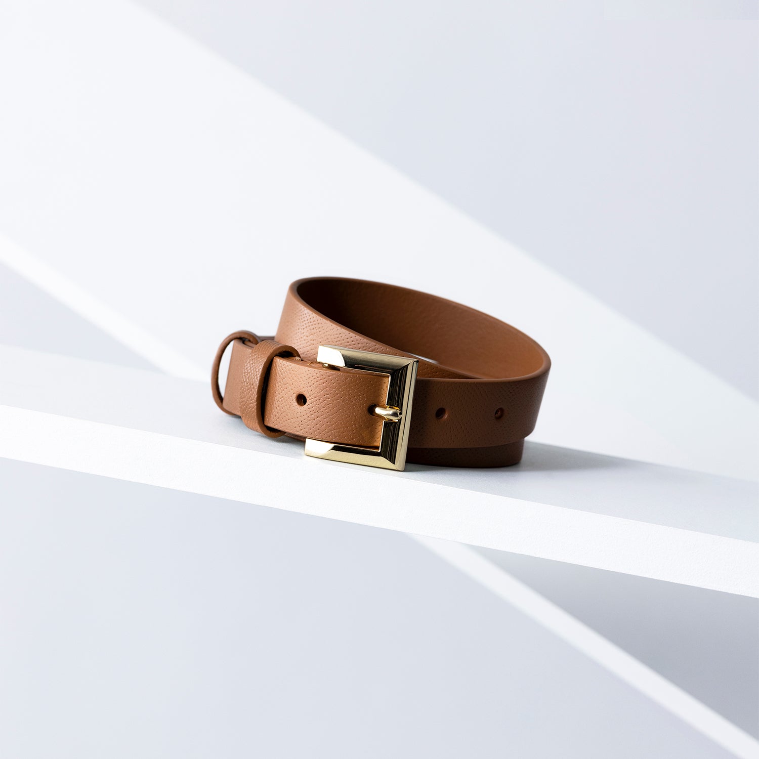 Signature Leather Belt 25mm | gold tan saffiano