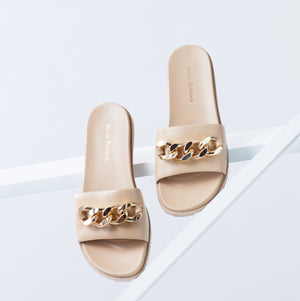 Bowie Slide Sandal | Caramel tan leather