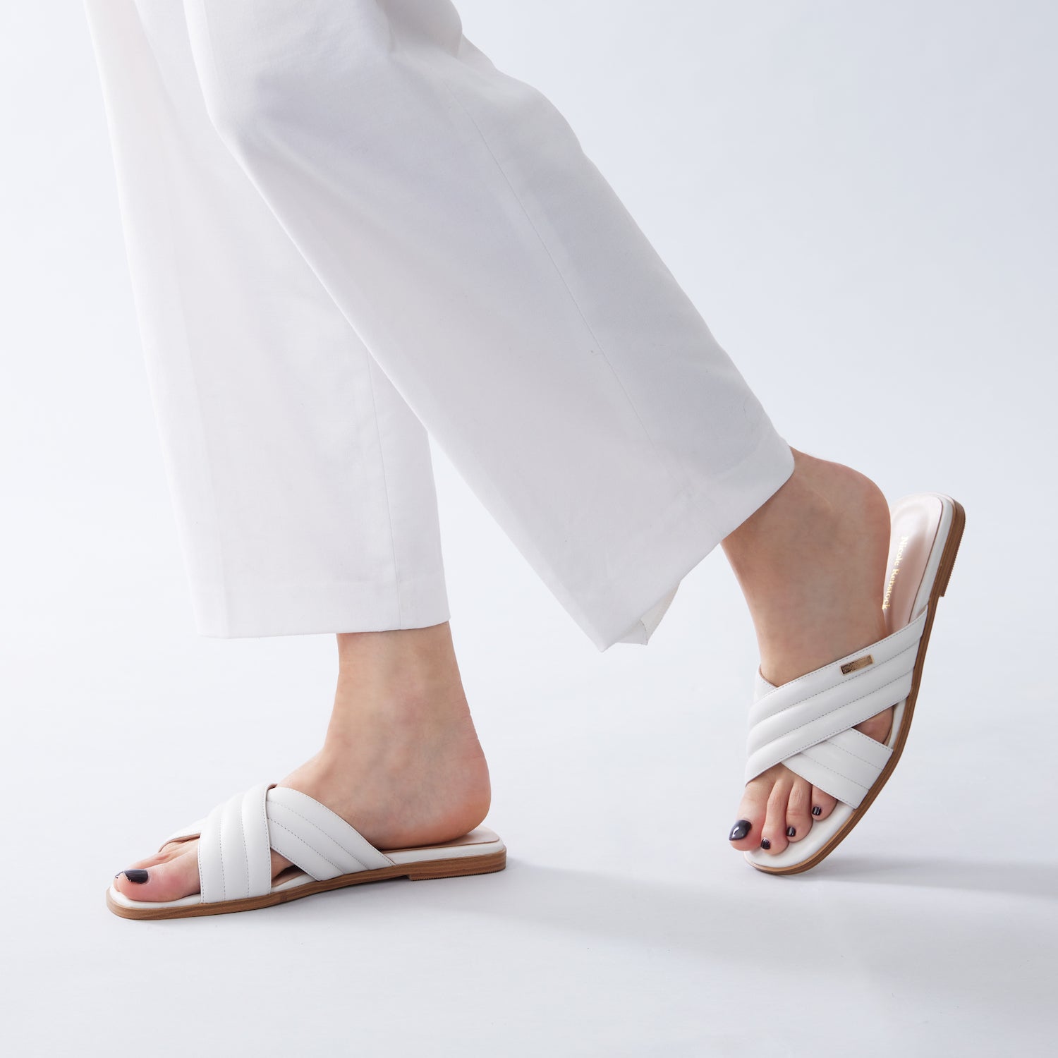 Faze Slide Sandal | Off white leather