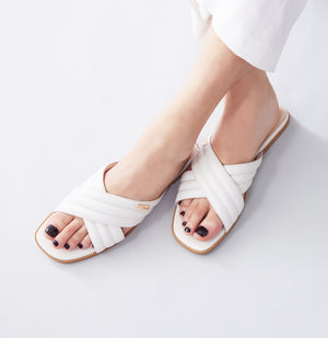 Faze Slide Sandal | Off white leather