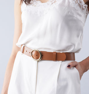 Molten Leather Belt 34mm | gold tan leather